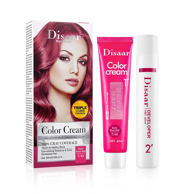 Marque privée 12 couleurs teinture pour cheveux semi-permanente crème de coloration des cheveux pour Salon professionnel Rose rouge crème de coloration des cheveux
