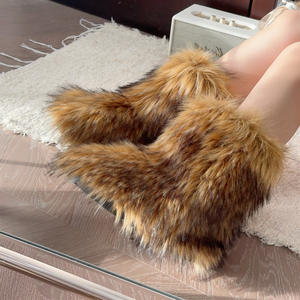 2025รองเท้าบูทกันหนาวสำหรับผู้หญิง, รองเท้าบูทกันหิมะขนจิ้งจอกเทียมขนฟูบูทครึ่งน่องรองเท้าบูทกันหิมะรองเท้าบูทขนเฟอร์ - Product Image 5