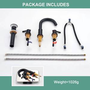 Grifo de Lavabo Cascada de Acero Inoxidable de 3 Orificios con Certificación CUPC, Color Negro - Product Image 6