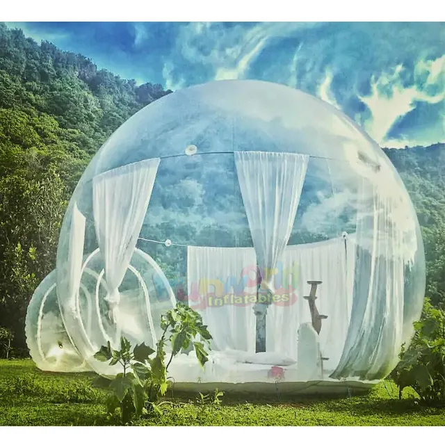Globe de neige gonflable taille vie, photo de noël en plein air dôme transparent