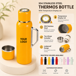 Custom Logo 316 Steel Mechanical Temp Display Tea Separation Drinkware For Home Travel Gift Insulated Flask Thermal Water Bottle - Product Image 1