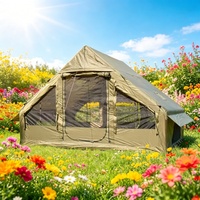 Tenda Camping Tiup Premium Khusus Keluarga, Liburan Luar Ruangan Mewah, Tahan Air, Lapis Ganda, Tenda Udara Empat Musim, Kabin Glamping
