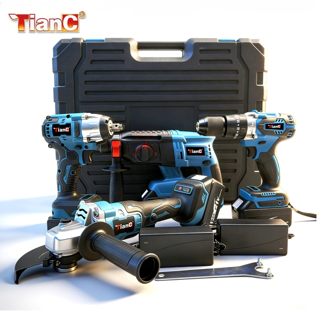 Factory Wholesale Home Use 21V Brushless Cordless Drill Kit Portable Lithium Battery Power Tool Set Electric Wrench Included