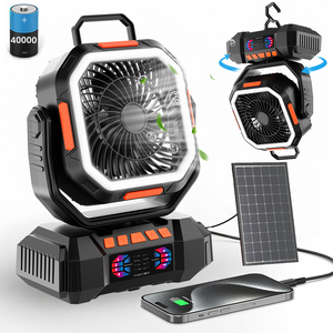 40000mAhポータブルファン充電式ファンLED付きPowerbankキャンプ屋外テーブル充電式再利用可能 - Product Image 1
