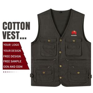 เสื้อกั๊กหลากกระเป๋าสำหรับทุกเพศ, เสื้อกั๊ก100% สีกากีกันลมย้อนกลับได้ลำลองสำหรับตกปลา - Product Image 5