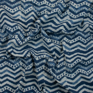 Tela estampada de bloque Zig Zag hecha a mano de algodón indio de primera calidad no tejida para ropa textil para el hogar tela para correr al por mayor - Product Image 1