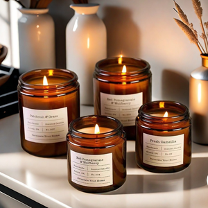 Tùy Chỉnh Thiết Kế Nhãn 2Oz 4Oz 8Oz 16Oz Hổ Phách Sang Trọng Xi Lanh Thẳng Hai Mặt Nến Thủy Tinh <span class=keywords><strong>Jar</strong></span> Với Nắp Nhôm - Product Image 2