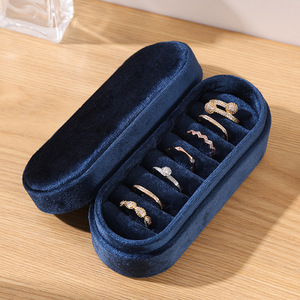 Oval Velvet Jewelry <b>Storage</b> Box Solid Color <b>Ring</b> Case Simple Style Lids Closure for Jewellery <b>Storage</b> - Product Image 6