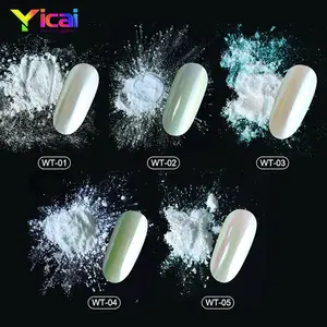 YICAI blanc clair de lune Chrome poudre à ongles clair Nail Art décoration blanc Chrome miroir poudre Pigment