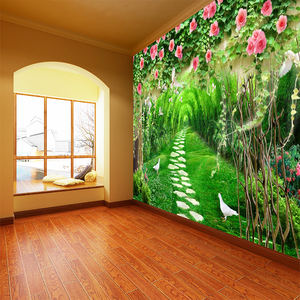 Papier peint mural 3D Paysage Naturel <span class=keywords><strong>Forêt</strong></span> Jungle Bambou Romantique Floral Autocollant Mural Imperméable sur Base de Papier pour Chambre à Coucher Salle à Manger Maison - Product Image 1