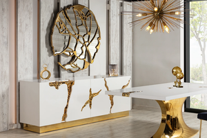 Mesa de comedor rectangular con pintura de madera maciza de lujo italiano MR con Base de acero inoxidable para el hogar, Villa, comedor, muebles de sala de estar - Product Image 3