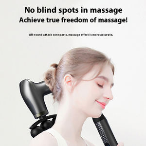 Pistolet de massage fascia personnalisé USB noir/gris rechargeable 1200 mAh, machine de massage électrique portable à 3 têtes, stimulateur musculaire - Product Image 3