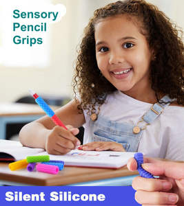 Ensemble de poignées de crayon texturées en silicone pour enfants et adultes, jouets sensoriels éducatifs pour le TDAH, l'autisme, l'anxiété, le soulagement du stress - Product Image 2