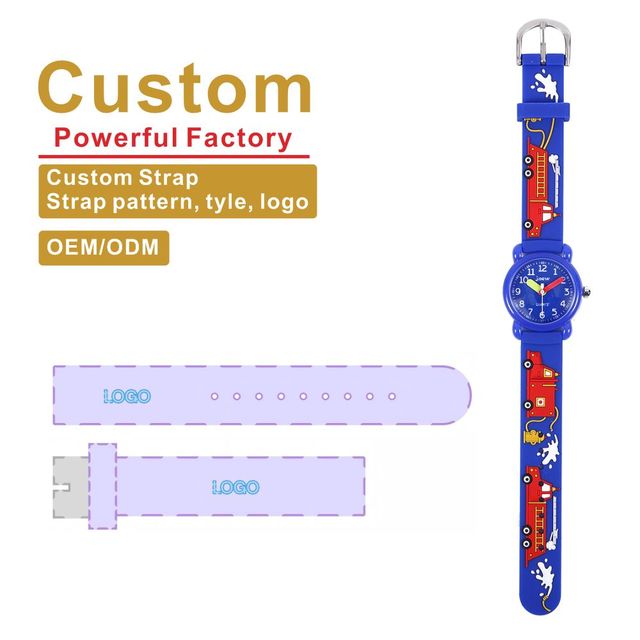 OEM/ODM Newly Released Cartoon Space Pattern PVC Kids Boys Girls Quartz Watch 16mm Band Width 10mm Pointer Dial Waterproof