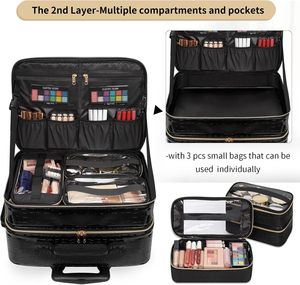 ReIaveI 20 "Carry Extra Large custodia per il trucco <span class=keywords><strong>Trolley</strong></span> per parrucchiera cosmetologia artista con 7 pz sacchetti trucco trasparente