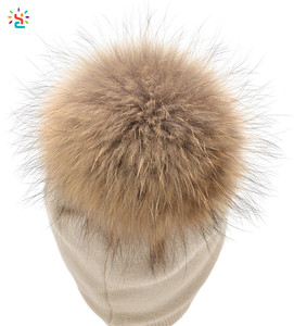 Mũ Beanie Pom Pom Pom Cashmere Nguyên Chất Cho Nữ Mũ Len Đan Bóng Lông Thỏ Thật Mũ Len Trơn - Product Image 3