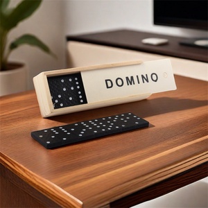 Juego de Dominó Estándar Doble Seis Negro de 28 Piezas con Caja de Madera Natural, 28 Fichas, Juego de Mesa de Dominó de Madera para Adultos y Personas Mayores - Product Image 1