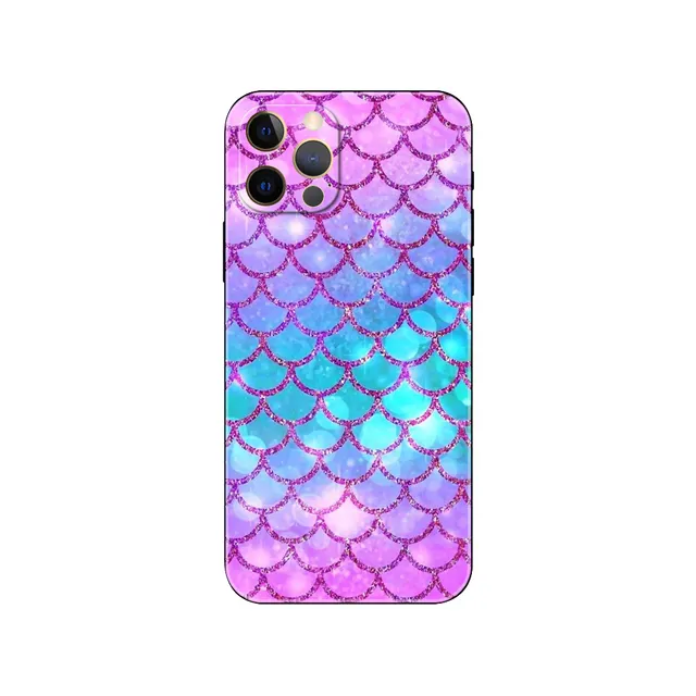 Custom Fish Scale Pattern Mermaid Silicone Cover For iPhone 11/12/13/14/15 Pro Max UV Printing Mobile Cell Phone Sublimation Cas