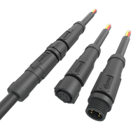 AHUA 5PIN Extended Male Female Wire Harness M08 Circular Nylon 1A DC Power Connector IP68 5P Led Lighting Waterproof Plug