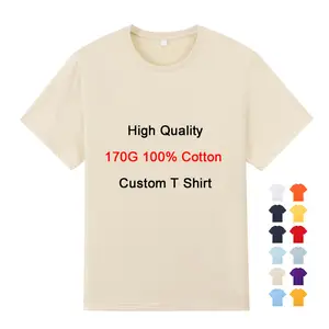 T-shirt manches courtes sérigraphie personnalisée 170 coton t-shirts vierges pour hommes vente en gros 100% g/m²