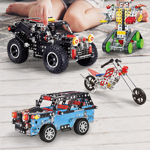 ของเล่นประกอบรถยนต์ประกอบเครื่องบินโลหะแบบ <span class=keywords><strong>DIY</strong></span> สำหรับเด็กโมเดลประกอบรถยนต์ทางวิศวกรรมที่สร้างสรรค์ทำจากโลหะผสม - Product Image 1