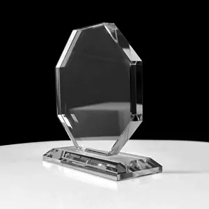 Prêmios de vidro de cristal em forma de hexágono personalizado por atacado, tema de arte impressa a laser, lembrança de eventos esportivos, presentes para jogadores