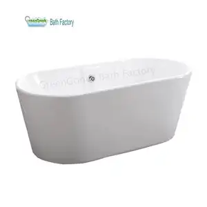 Factory Sales Price Indoor Bathroom Simple Pure White Acrylic Freestanding Bathtub For Hotel