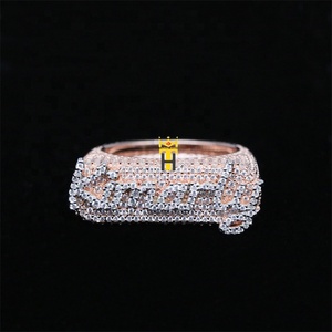 Double Plated Custom Icy <strong>Name</strong> <strong>Ring</strong> <strong>Personalised</strong> Hip Hop Full Iced Out Jewelry Letter <strong>Ring</strong> - Product Image 1