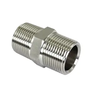 High Precision SS304 Stainless Steel MS Iron Chrome Polish Cp Connection Extension Hex Nipple Cnc Machining For Plumbing Fitting