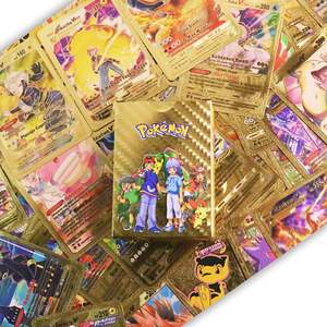 Cartes de jeu de société Pokémon en quatre langues, cartes en PVC avec feuille d'<span class=keywords><strong>or</strong></span>, feuille d'<span class=keywords><strong>argent</strong></span>, feuille noire, collection de cartes de combat colorées - Product Image 2