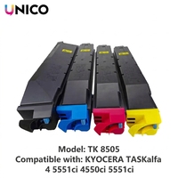 Cartouche de toner UNICO TK8505 TK8507 TK8508 TK8509 compatible avec les copieurs laser TASKalfa 4550ci 4551ci 5550ci 5551ci