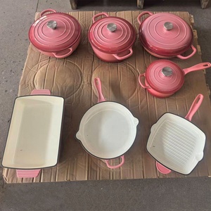 Juego de ollas Utensilios de cocina antiadherentes Min 1 Juego de cocina naranja Juego de utensilios de cocina esmaltados de lujo de calidad de hierro fundido de 11 piezas - Product Image 6