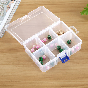 Plastic Storage Box 6 Compartment With Snap Lock Cover For Jewelry Organizing Daily Necessities - Product Image 1