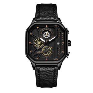 Montre à quartz pour homme avec grand cadran, étanche, avec calendrier et bracelet en cuir, personnalisable OEM, très vendue en direct - Product Image 4