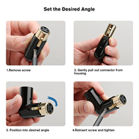 Portabel Perjalanan 3 Pin 90 derajat bentuk L laki-laki ke perempuan 3pin Audio XLR konektor Adaptor dengan 4 posisi sudut yang dapat disesuaikan