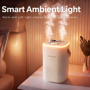 Mini <span class=keywords><strong>humidificador</strong></span> <span class=keywords><strong>de</strong></span> aire portátil USB/batería <span class=keywords><strong>de</strong></span> 1.3L con pantalla digital, 4 modos <span class=keywords><strong>de</strong></span> nebulización, luz nocturna, <span class=keywords><strong>humidificador</strong></span> ultrasónico para el hogar y la oficina - Product Image 4