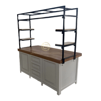Buffet moderne de luxe en bois massif, table console design en bois, meuble multifonctionnel pour cuisine et restaurant