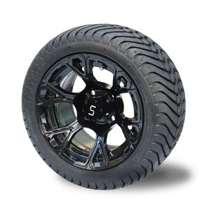 Ensemble de roue et de pneu SRGCTW-216 pour voiturette de golf 215/35-12, roue de 12 pouces, usinée/noir brillant, bronze gunmetal, avec des reflets argentés foncés - Product Image 5