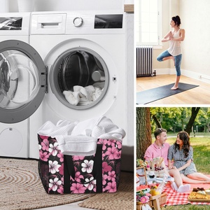 Organizador de Almacenamiento Personalizado con Diseño de Flores Rosas, Bolsa de Lavandería Plegable con Asa para Guardar Ropa - Product Image 6