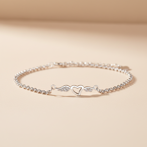 Pulsera <span class=keywords><strong>de</strong></span> Plata <span class=keywords><strong>de</strong></span> Ley 925 con Zirconia, Diseño <span class=keywords><strong>de</strong></span> Corazón y Alas, Estilo Moderno, para Mujer, Tipo Rosario, con Cadena <span class=keywords><strong>de</strong></span> Eslabones y Brazaletes - Product Image 4