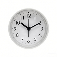Reloj Despertador de Cuarzo de Plástico Blanco de 3 Pulgadas, Diseño Minimalista con Agujas, Funciona con Batería, Diseño Circular, Reloj de Escritorio Silencioso para Negocios