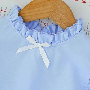 <b>Gold</b> Suppliers Verified Girl Kids <b>Clothes</b> Ruffled Short-sleeved T-shirt Bowknot Denim Pleated Skirt 2Pcs Child <b>Clothes</b> Summer - Product Image 2