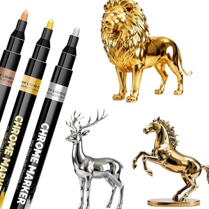 Silver <b>Gold</b> Mirror Chrome Color Markers Rotuladores Chrome Pigment Marker <b>Pen</b> for Model Car Part Glass Colouring - Product Image 1