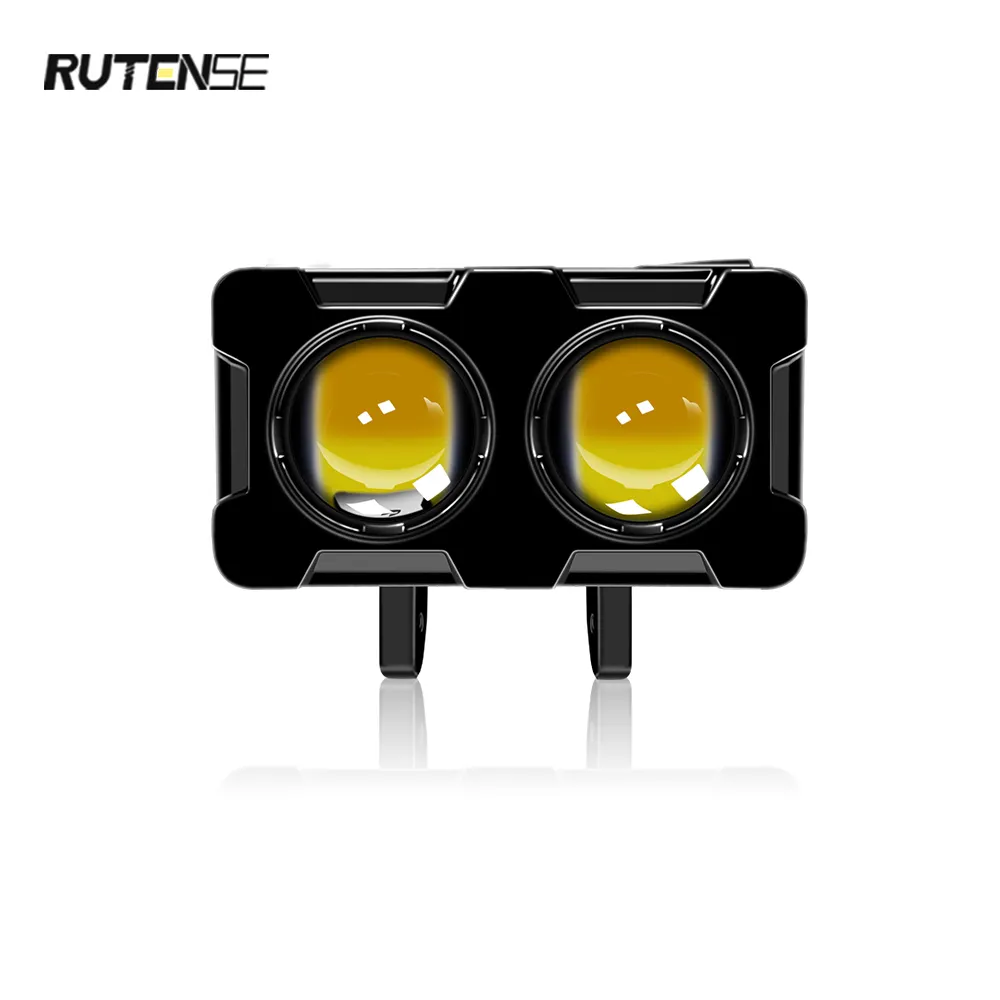 RUTENSE bicolor car led lamps double lens led headlights two color flash motorcycle lights auto highlights universal