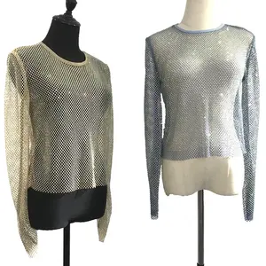 S384 Women Sexy See Through <strong>Mesh</strong> Beach Party Crystals Dress <strong>Tops</strong> Diamond <strong>Mesh</strong> Cover up <strong>Rhinestone</strong> <strong>Mesh</strong> <strong>Tops</strong> Clubwear - Product Image 1