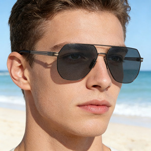 Gafas de sol polarizadas para pesca al aire libre para hombre, lentes de nailon UV400, montura cuadrada, color negro, KS-3825 - Product Image 1