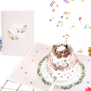 Winpsheng工場卸売プレイサウンド/音楽結婚式の招待状バレンタインデー3Dポップアップグリーティングカード