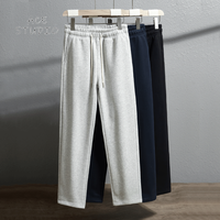 Nouveau pantalon de sport décontracté ample en coton lourd de 300 g, couleur unie, respirant, pantalon de survêtement droit pour homme