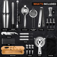 Kit de barman professionnel personnalisé en acier inoxydable, shaker Boston, accessoires avec support, presse-citron, doseur