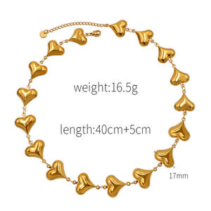 ชุดเครื่องประดับสร้อยคอและกำไลข้อมือรูปหัวใจชุบทอง 18K สแตนเลสสำหรับผู้หญิง - Product Image 3